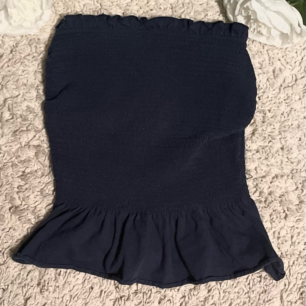 Crop top, dark blue, strapless, size XS